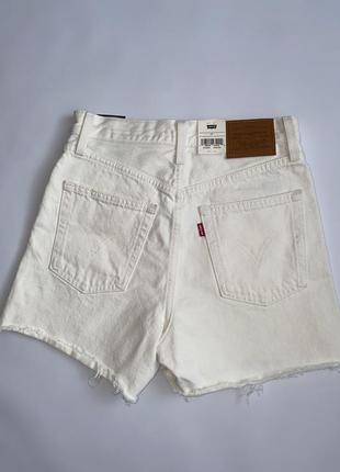 Джинсовые шорты белые levi’s ribcage4 фото