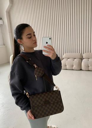 Сумка:lv multi pochette brown chess коричневая 3