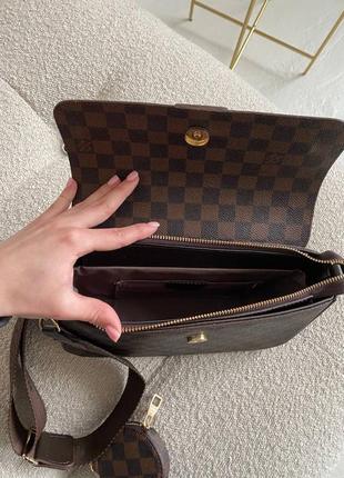 Сумка:lv multi pochette brown chess коричневая 6