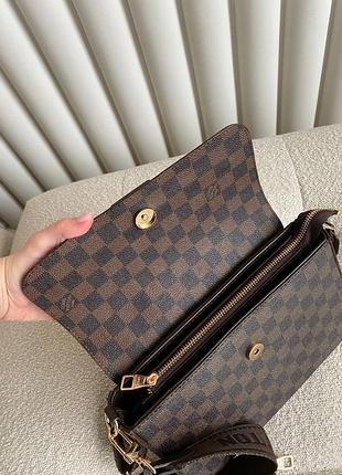 Сумка:lv multi pochette brown chess коричневая