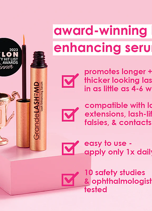 Сироватка для росту і зміцнення вій grande cosmetics lash md enhancing serum 2 мл3 фото