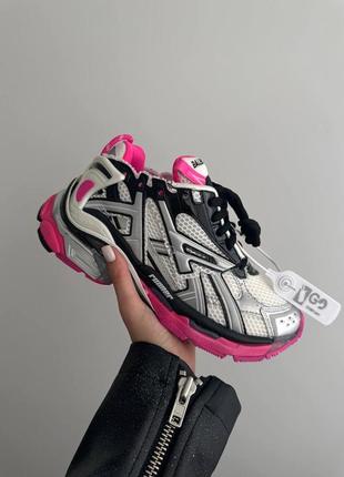 Шикарные женские кроссовки в стиле balenciaga runner trainer black pink silver premium серебристые с малиновым