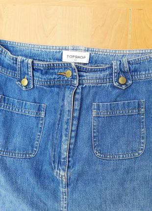 Юбка синяя классическая topshop, стильная, модная, бренд, джинсовая2 фото