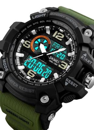 Годинник наручний чоловічий skmei 1283ag army green, армійський годинник протиударний. колір: зелений1 фото