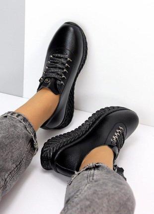Чорні шкіряні жіночі кросівки sinc 36-38,40р код 1674810 фото