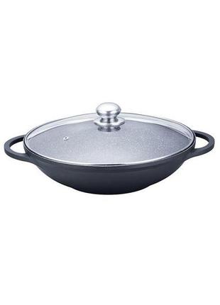 Сковорода wok антипригарная maestro - 320 мм с крышкой mr-4832 1 шт.