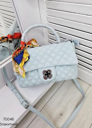 Жіноча якісна сумка , стильний клатч з еко шкіри на 2 відділи блакитна6 фото