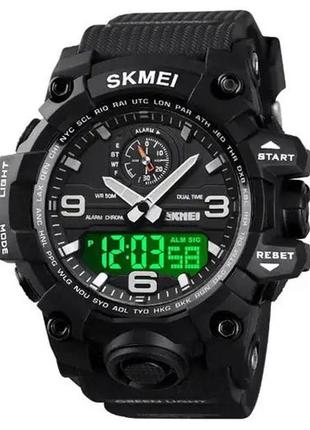 Годинник наручний чоловічий skmei 1586bk black, водонепроникний чоловічий годинник, годинник спортивний. колір: чорний2 фото