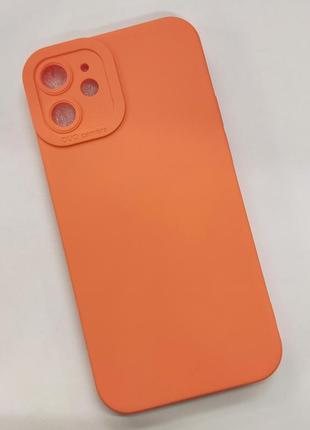 Чехол silicone case full camera iphone 12mini orange2 фото