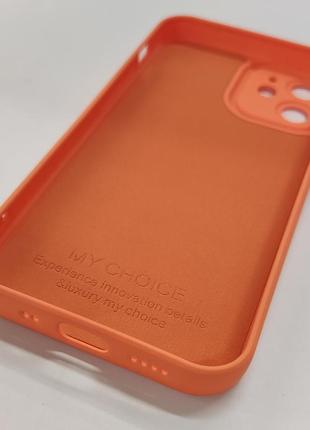 Чехол silicone case full camera iphone 12mini orange4 фото