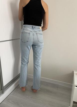 Голубые джинсы зара с высокой талией (l)2 фото