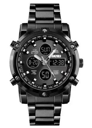 Часы наручные мужские skmei 1389bk black, водонепроницаемые мужские часы. цвет: черный