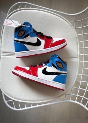 Twist air jordan 1 retro high "blue/red кроссовки кожаные + лак