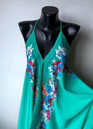 Платье платок на брителях зеленая в цветы oasis3 фото