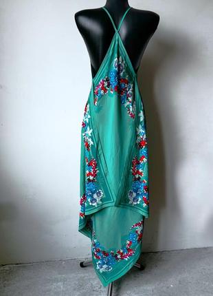 Платье платок на брителях зеленая в цветы oasis6 фото