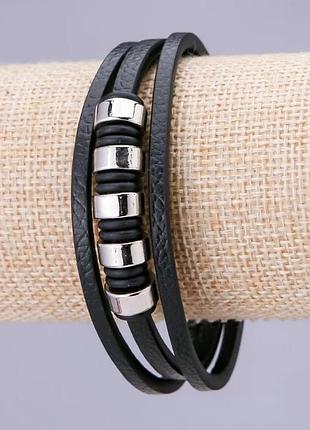 Браслет эко кожа черная