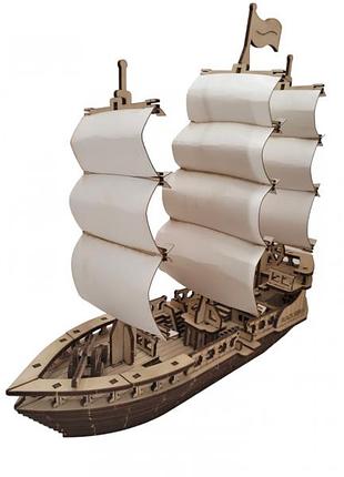 3d конструктор-пазл з дерева handygames "вітрильний корабель" 148 деталей + фарби в наборі