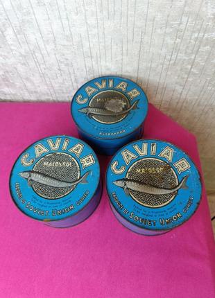 Советская жестяная металлическая банка из под черной икры ссср caviar