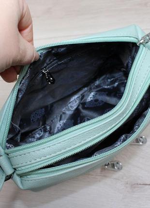 Женская стильная и качественная сумка из эко кожи на 2 отдела фисташка7 фото