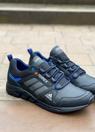 Чоловічі шкіряні, сині, стильні та якісні кросівки adidas terrex. від 40 до 45 рр. 1021 дм3 фото