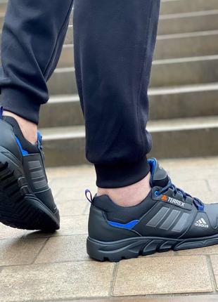Мужские кожаные, синие, стильные и качественные кроссовки adidas terrex. от 40 до 45 рр. 1021 дм7 фото