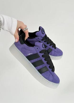 Классные женские кроссовки adidas campus 00s violet black фиолетовые