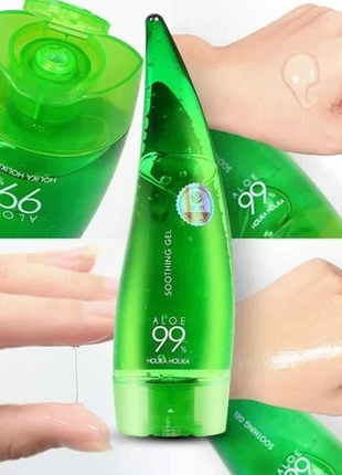 Гель алое holika holika aloe 99% soothing gel заспокійливий, зволожувальний, 55 мл, гель алоє холіка, крем4 фото