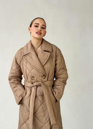 Двубортное стеганое пальто6 фото