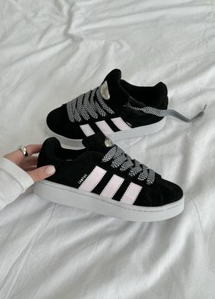 Шикарные женские кроссовки adidas campus 00s black almost pink чёрные4 фото