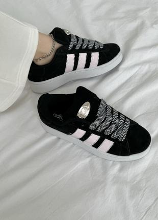 Шикарные женские кроссовки adidas campus 00s black almost pink чёрные6 фото