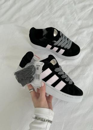 Шикарные женские кроссовки adidas campus 00s black almost pink чёрные10 фото