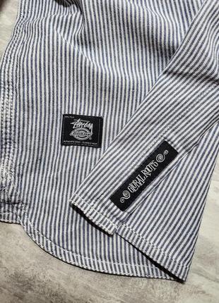 Сорочка stussy x dickies global roots striped shirt4 фото