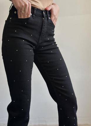 Junkyard xs размер черные джинсы скинни со стразами на высокой талии4 фото