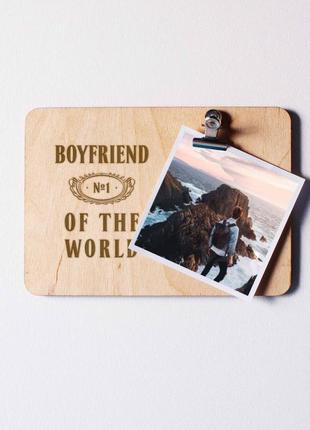 Доска для фото "boyfriend №1 of the world" с зажимом, англійська
