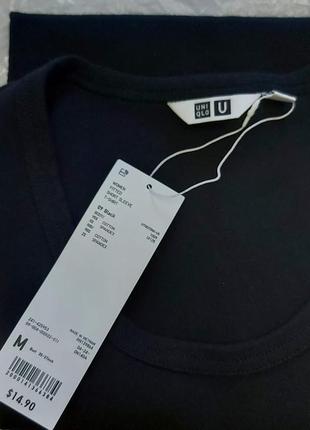 Базова приталена футболка uniqlo u,чорна3 фото