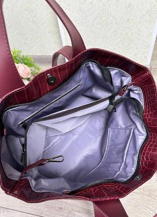 Женская стильная и качественная сумка из эко кожи бордо5 фото
