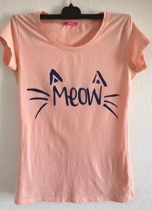 😻милая футболка с принтом мяу meow кот 😻3 фото