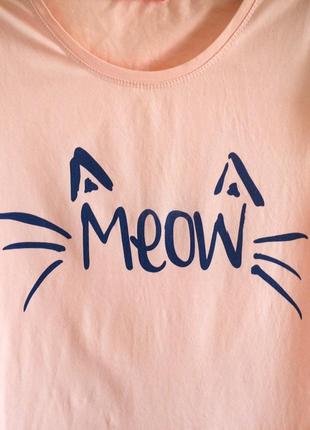 😻милая футболка с принтом мяу meow кот 😻2 фото