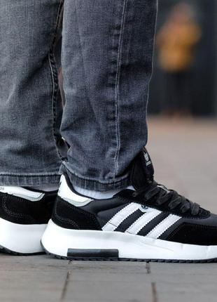 Мужские замшевые кроссовки черно белые adidas retropy повседневные кроссовки мужские из замши3 фото
