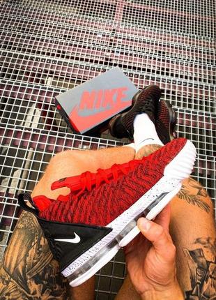 Мужские кроссовки nike lebron 16 red white/red/black5 фото