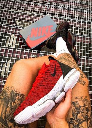 Мужские кроссовки nike lebron 16 red white/red/black6 фото