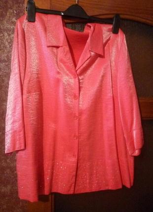 Шикарная блуза , пиджак, супер перелив с украшением по краю, 52-54р4 фото
