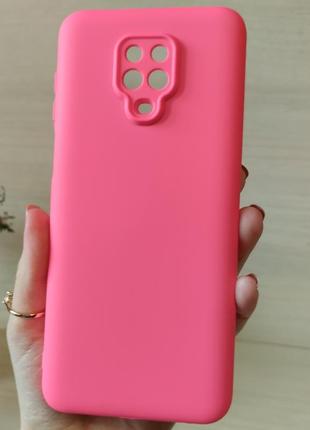 Яркий чехол для xiaomi redmi note 9s / note 9 pro однотонный мягкий с микрофиброй silicone cover full camera