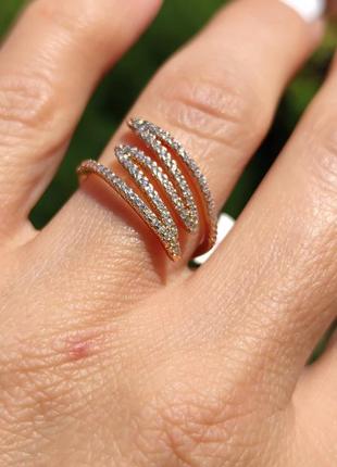 Кольцо, кольцо женское, колечко позолоченное2 фото