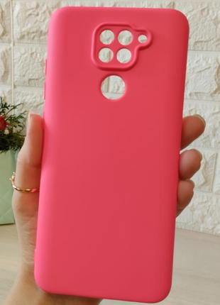 Яркие чехлы для xiaomi redmi note 9 однотонный мягкий с микрофиброй silicone cover full camera