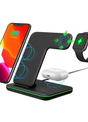 Беспроводная зарядка для телефона fast wireless charger z5a 3in1 2.0a док станция