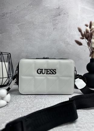 Жіноча сумка біла guess square сумочка жіноча на плече в подарунковому пакованні