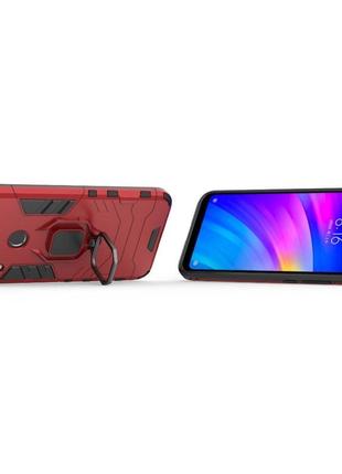 Чохол ring case для xiaomi redmi 7 броньований бампер з кільцем червоний5 фото