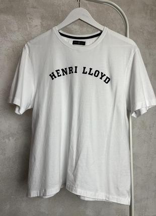 Хлопковая футболка с надписью henri lloyd оверсайз базовая с принтом2 фото