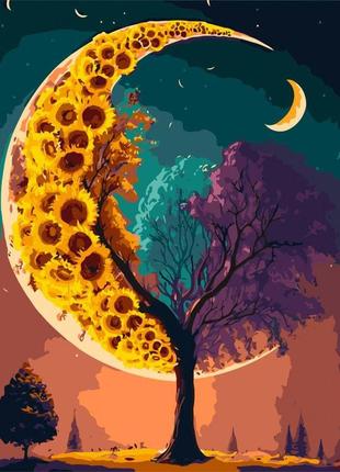 Картина по номерам "луна в цветах" 40x50 см